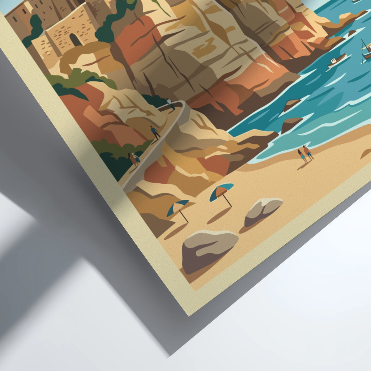 Poster of Tropea Italy featuring a historic town on a cliff above turquoise water.