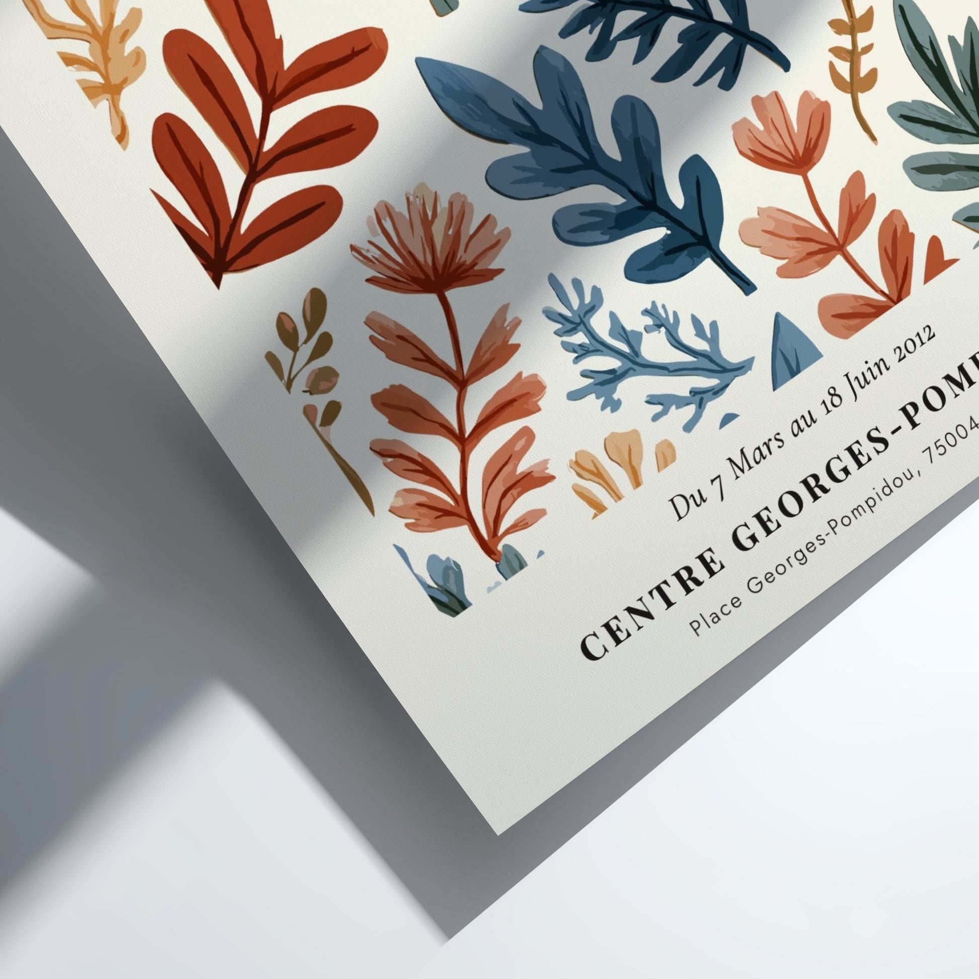 Tropical leaves poster inspired by Matisse, featuring vibrant colors and abstract forms for home decor.