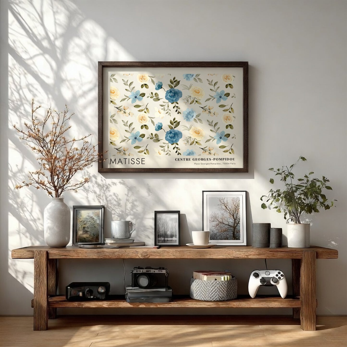 Tropical Leaves & Coral Forms poster by Matisse featuring floral design in blue and pastel colors