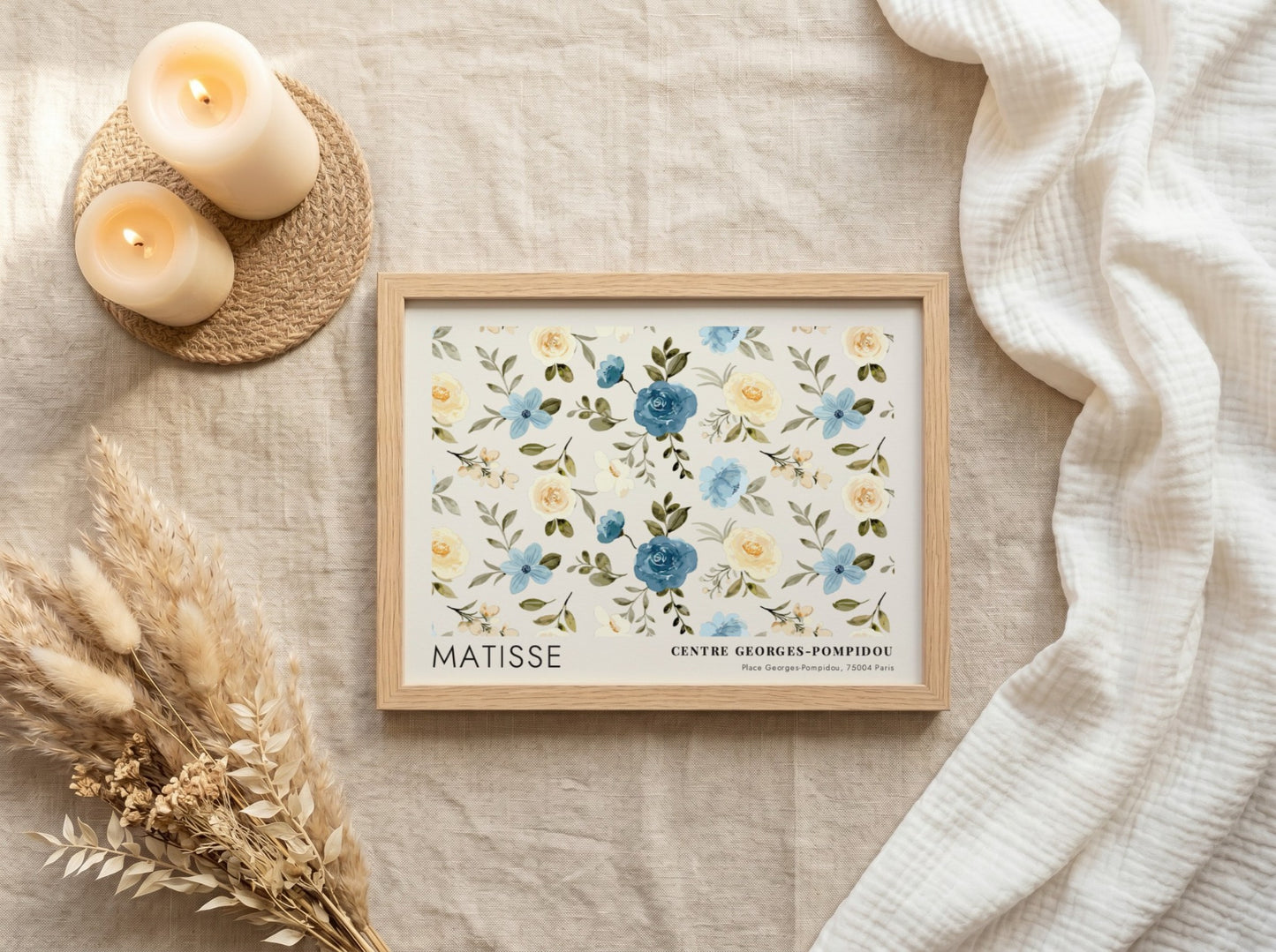 Tropical Leaves & Coral Forms poster by Matisse featuring floral design in blue and pastel colors