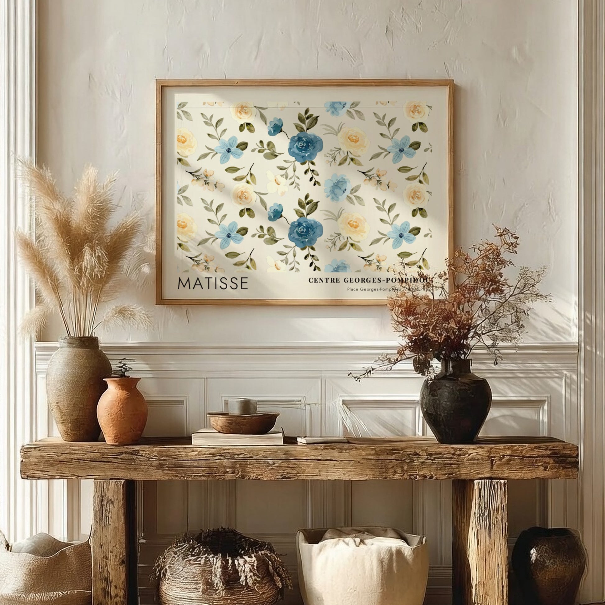 Tropical Leaves & Coral Forms poster by Matisse featuring floral design in blue and pastel colors