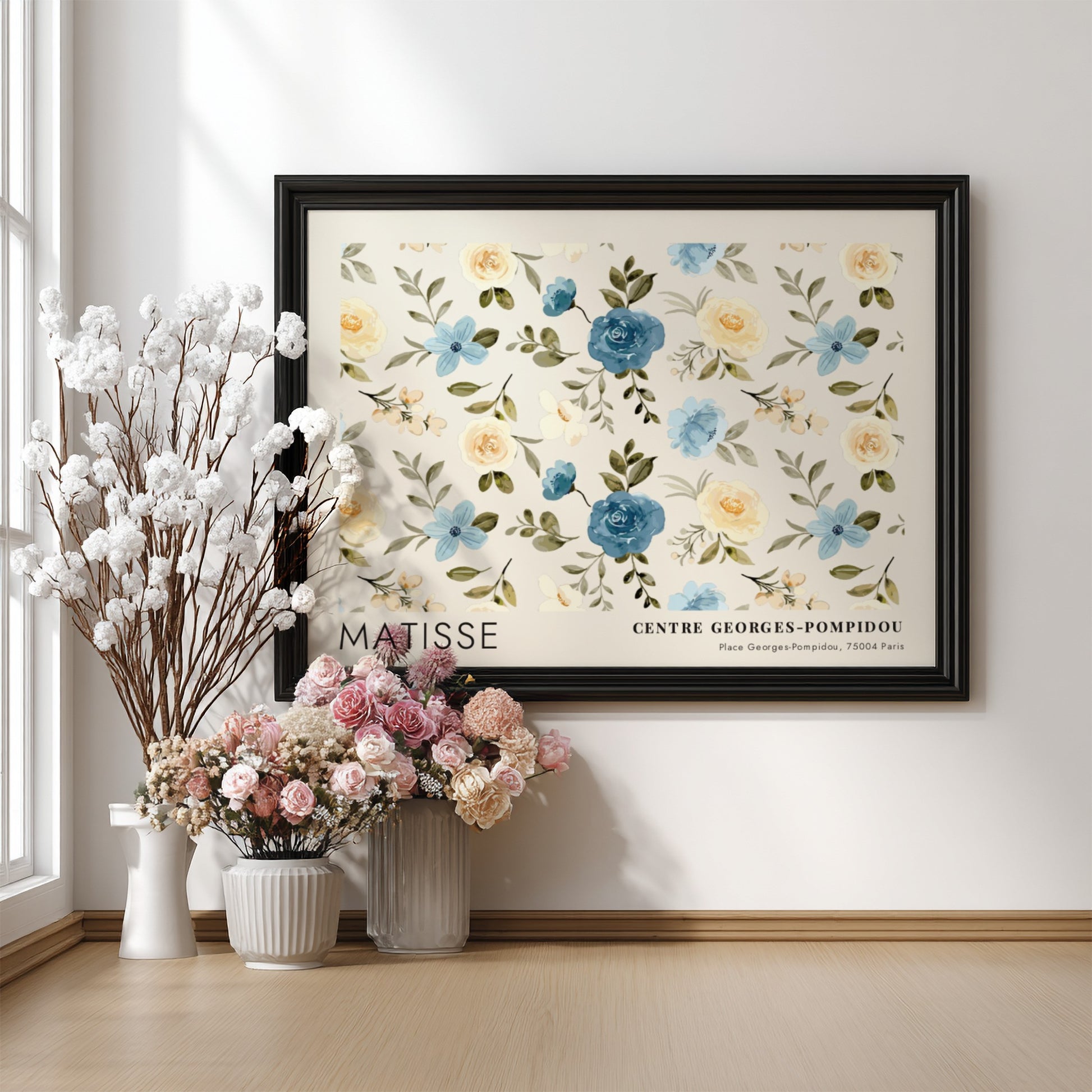 Tropical Leaves & Coral Forms poster by Matisse featuring floral design in blue and pastel colors