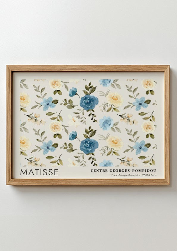 Tropical Leaves & Coral Forms poster by Matisse featuring floral design in blue and pastel colors