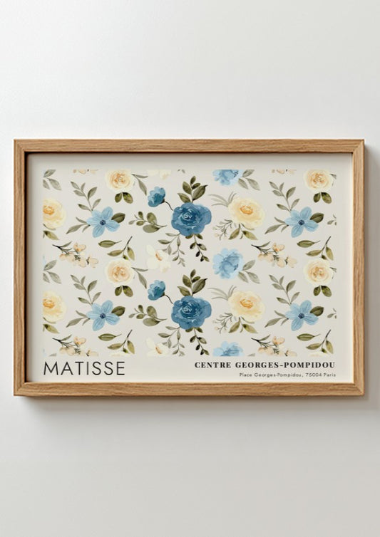 Tropical Leaves & Coral Forms poster by Matisse featuring floral design in blue and pastel colors