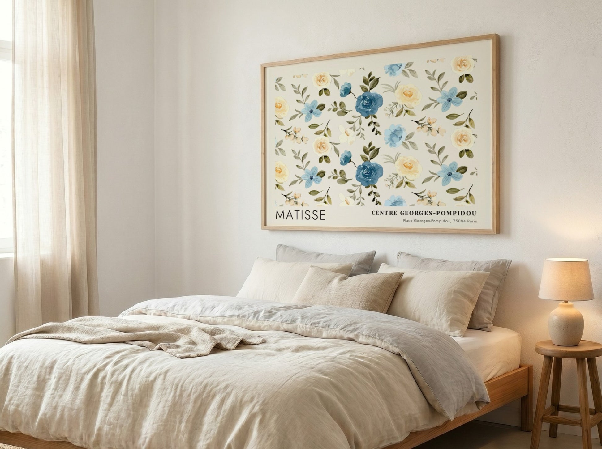 Tropical Leaves & Coral Forms poster by Matisse featuring floral design in blue and pastel colors