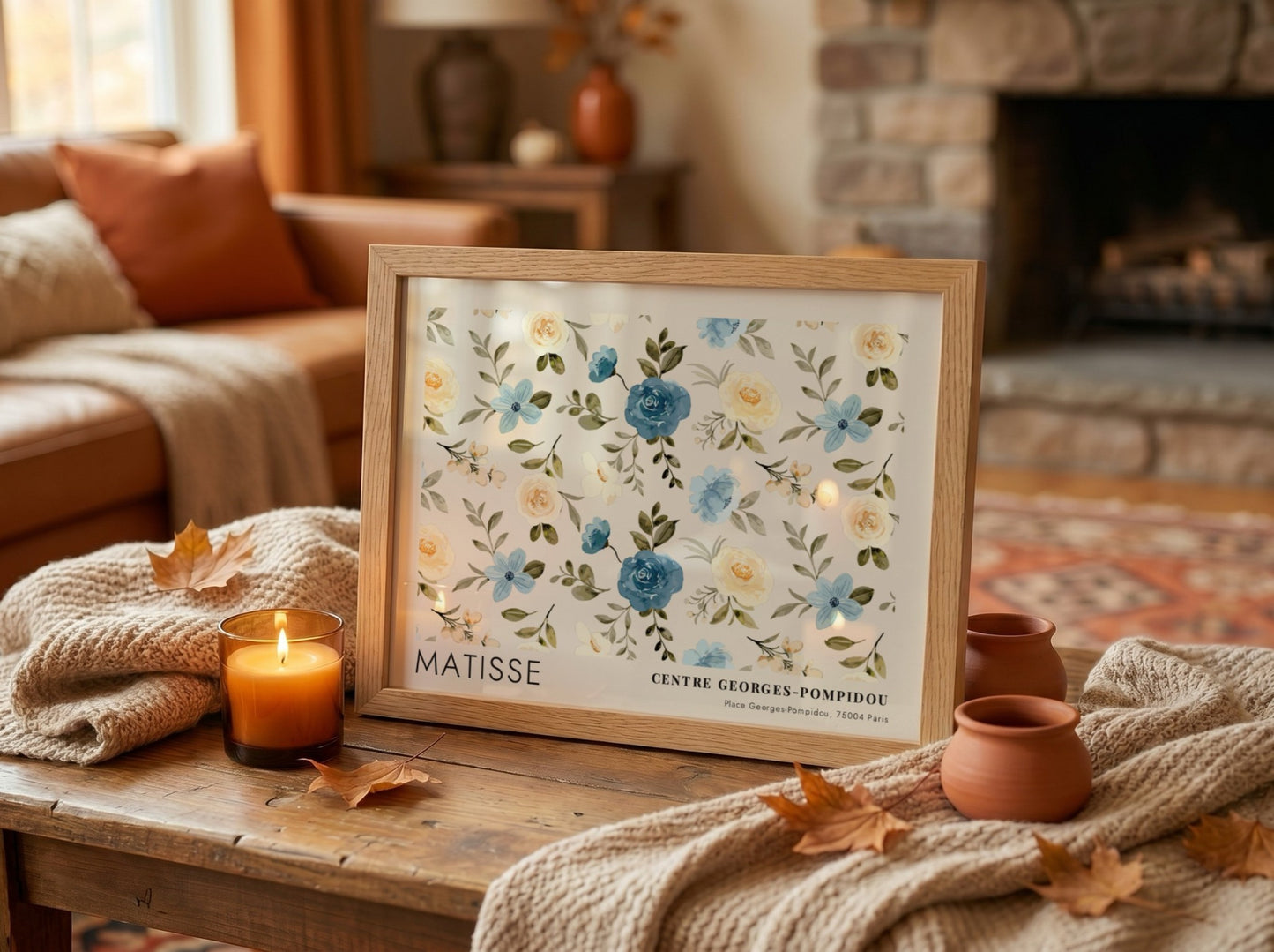 Tropical Leaves & Coral Forms poster by Matisse featuring floral design in blue and pastel colors