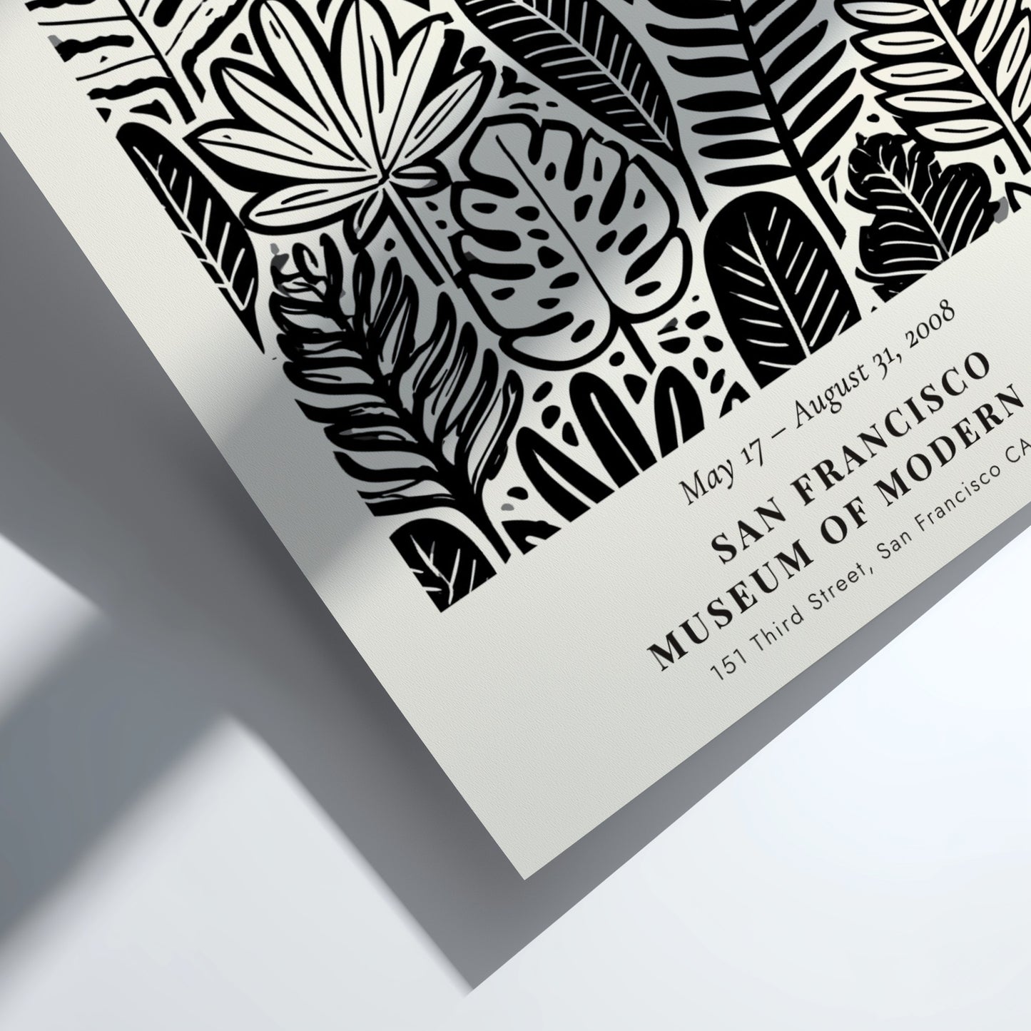 Tropical leaves poster featuring Henri Matisse's line art style in black and white, perfect for modern decor.