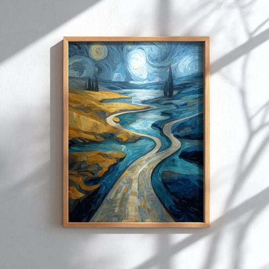 Turning Point - Aerial River Fork and Divided Path Landscape Wall Art