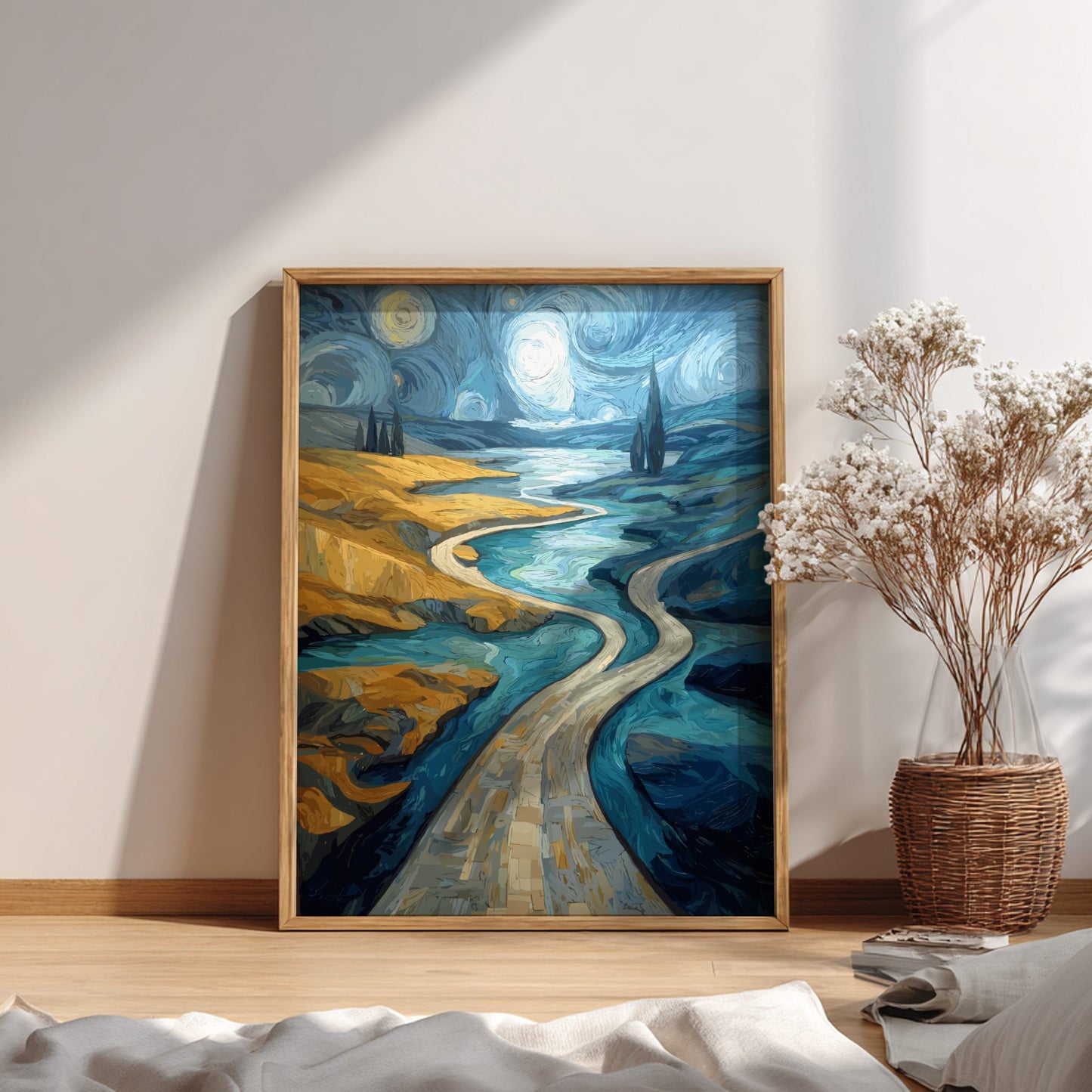 Turning Point - Aerial River Fork and Divided Path Landscape Wall Art