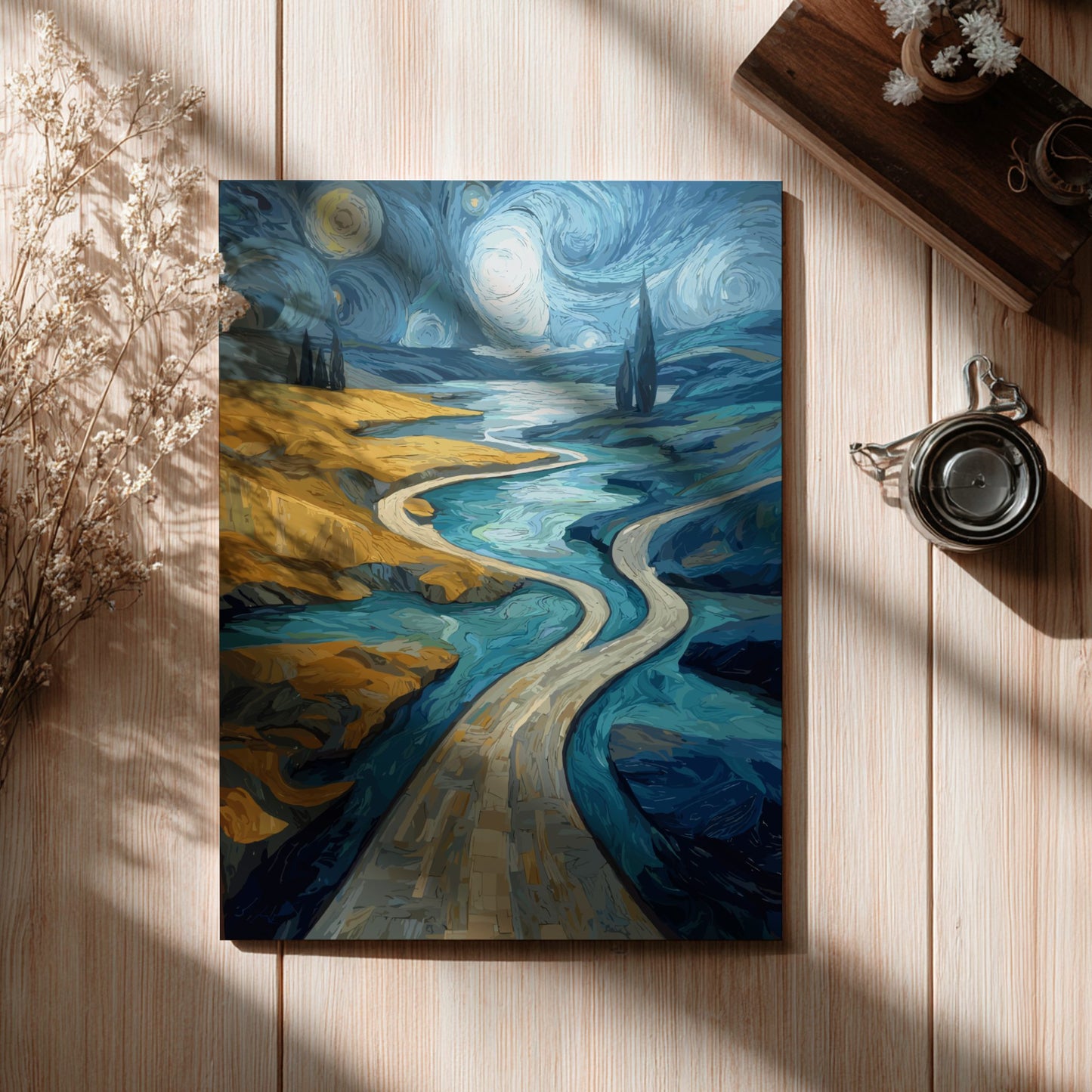 Turning Point - Aerial River Fork and Divided Path Landscape Wall Art