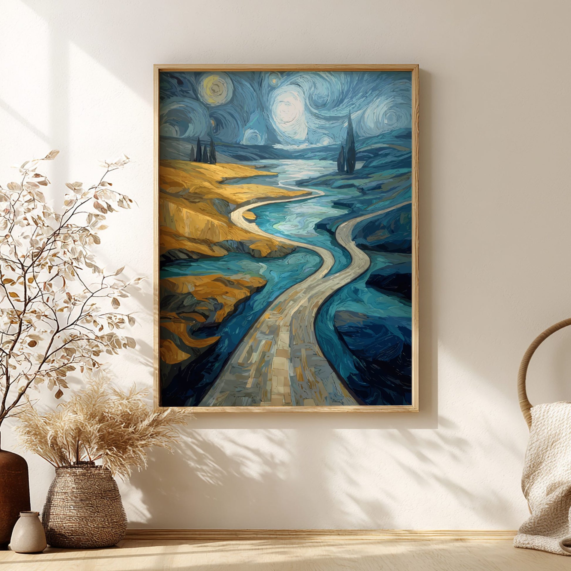 Turning Point - Aerial River Fork and Divided Path Landscape Wall Art