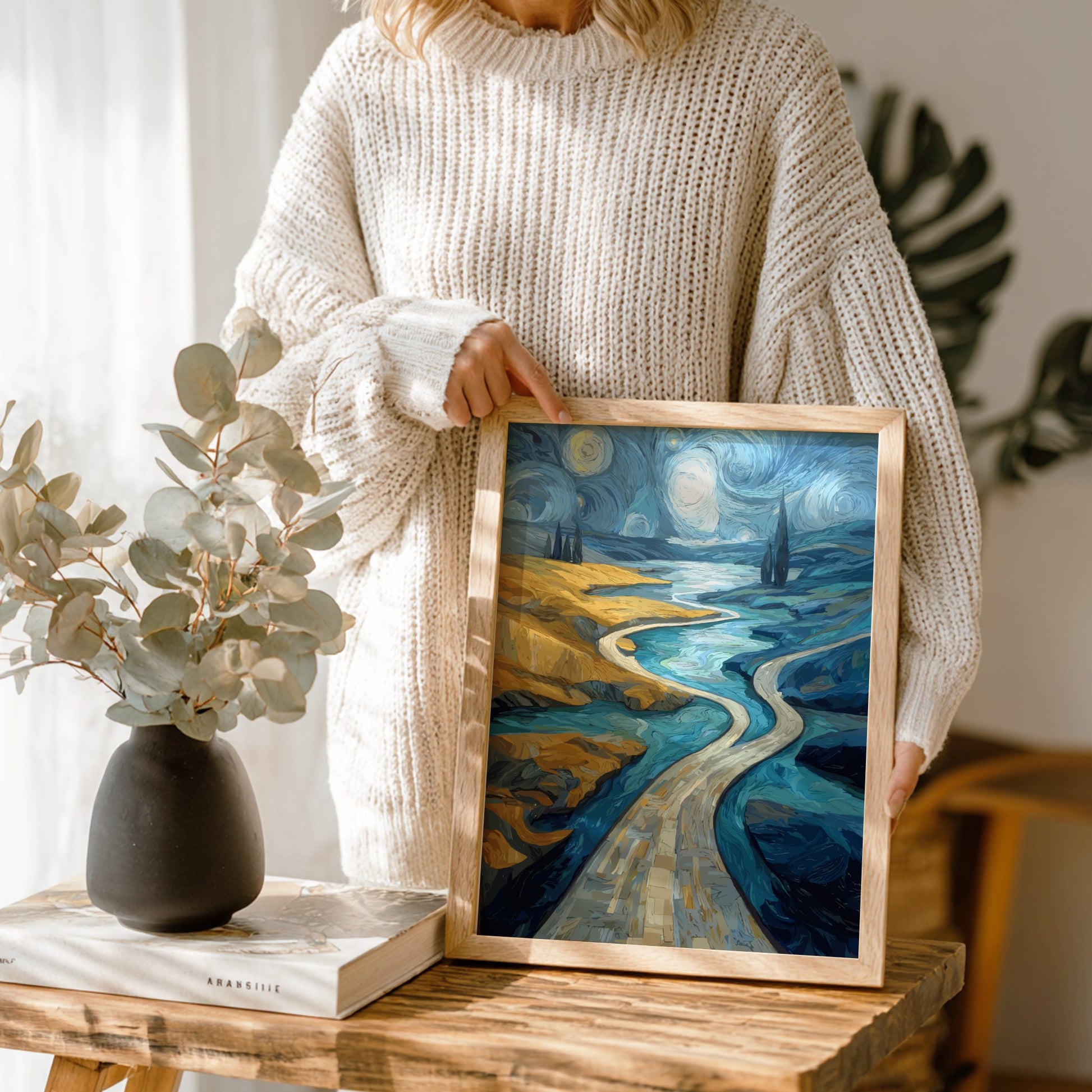 Turning Point - Aerial River Fork and Divided Path Landscape Wall Art