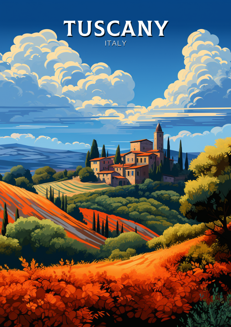Europe TUSCANY TRAVEL PRINT - ITALY ARTWORK