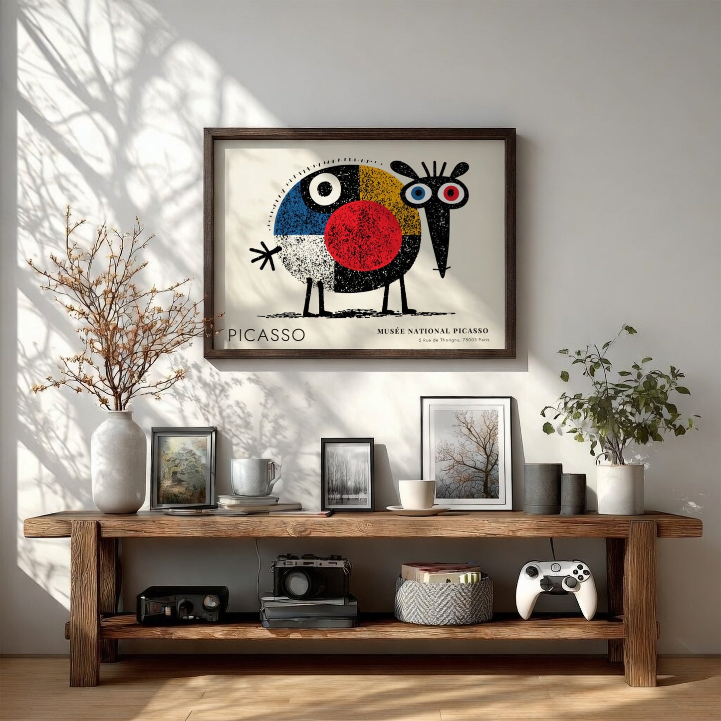 Wall art print featuring Two Faces design by Pablo Picasso with vibrant colors and geometric shapes