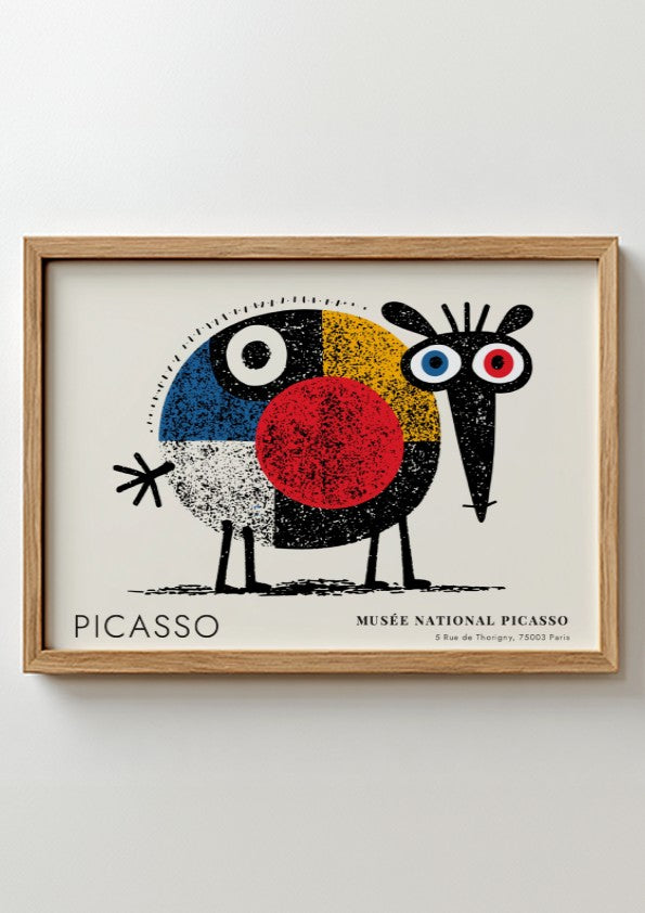 Wall art print featuring Two Faces design by Pablo Picasso with vibrant colors and geometric shapes