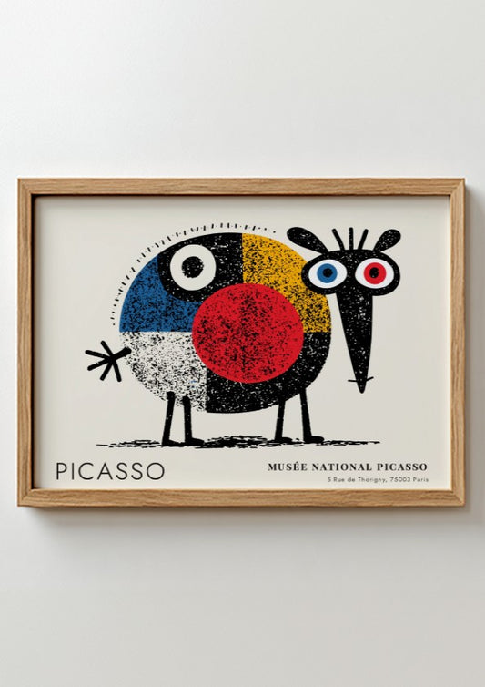 Wall art print featuring Two Faces design by Pablo Picasso with vibrant colors and geometric shapes