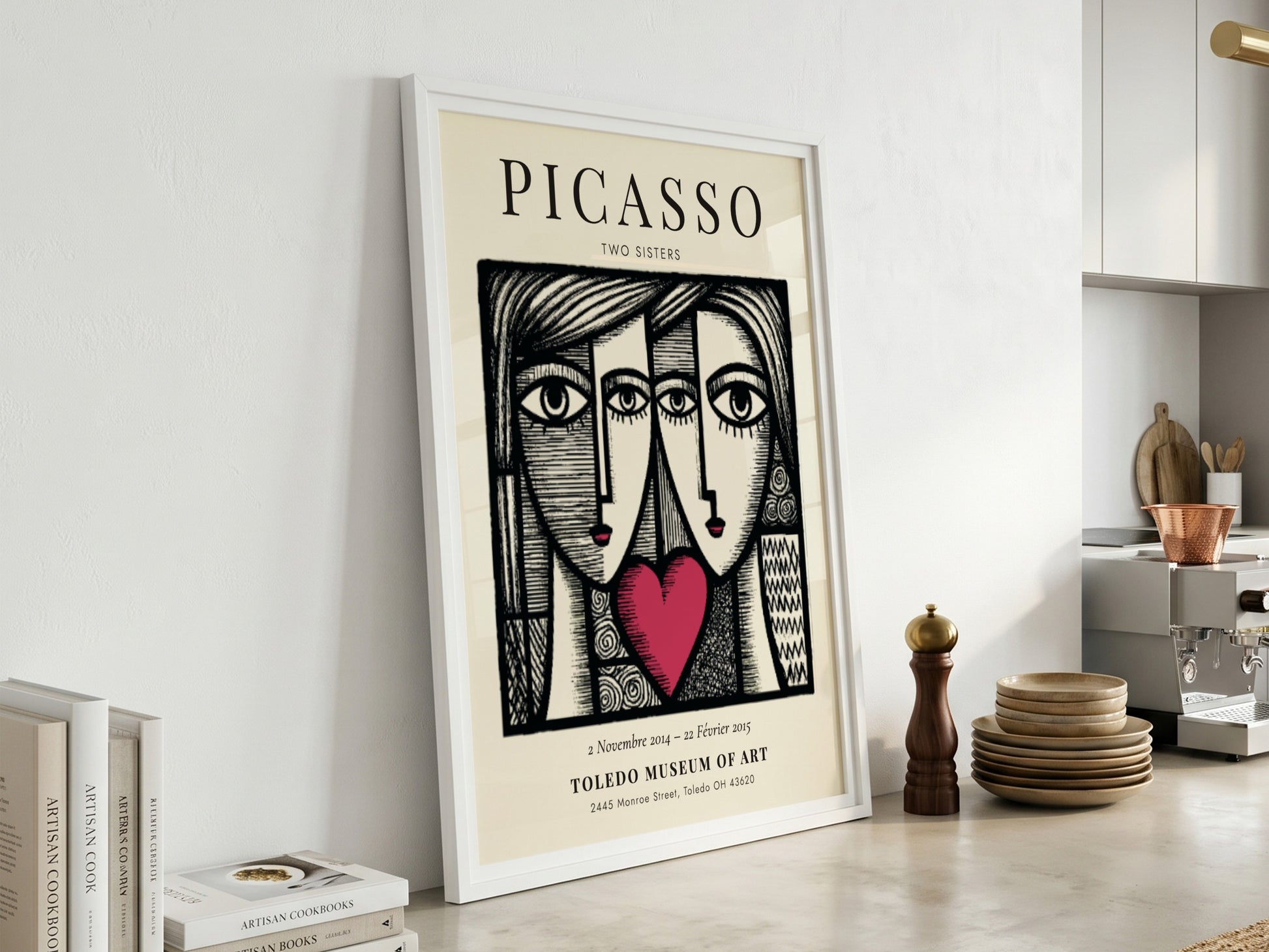 Two Sisters poster inspired by Picasso featuring bold lines and vibrant colors in a modern style