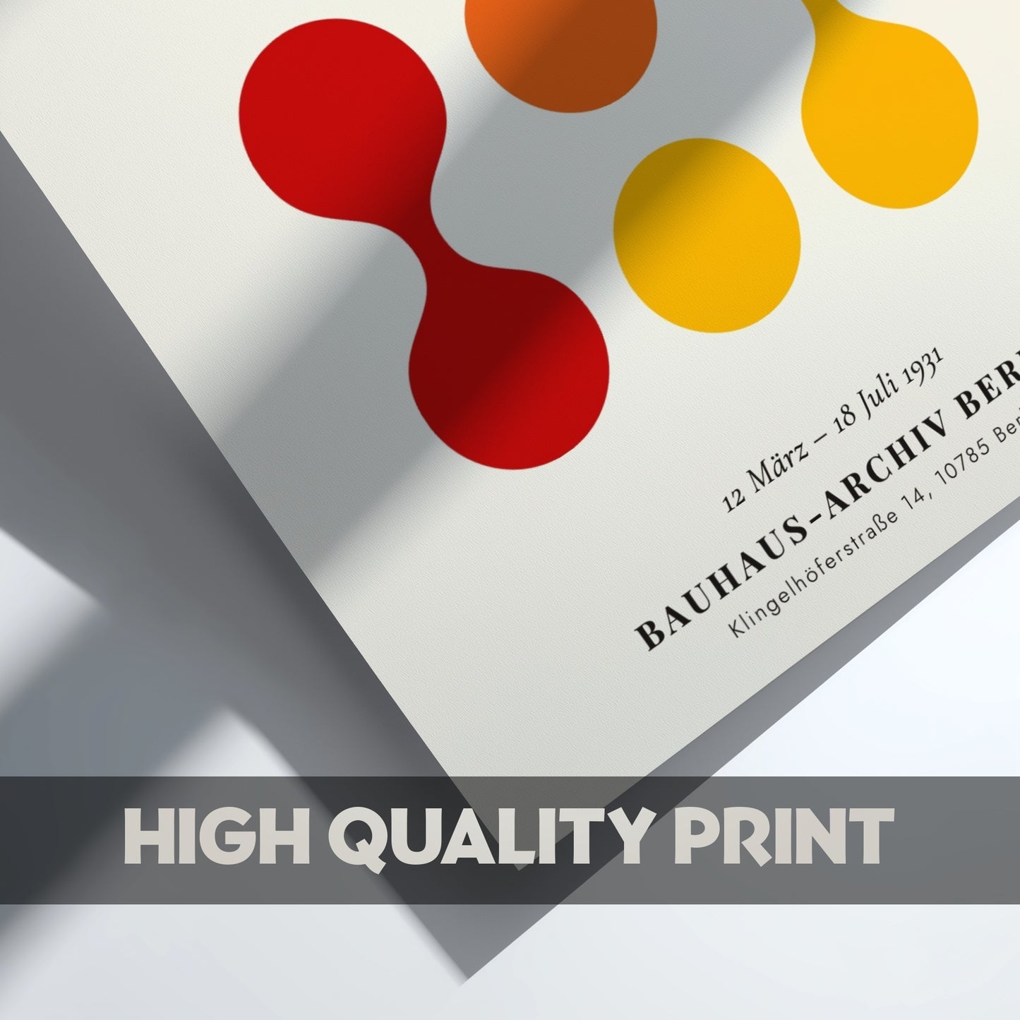 Bauhaus poster featuring vibrant colors and geometric shapes, ideal for wall decor.