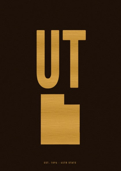 UT poster featuring vintage design in sepia tones, minimalist typography for state pride
