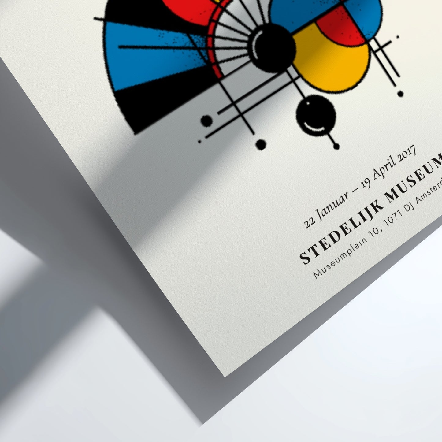 Kandinsky inspired poster featuring abstract shapes and vibrant colors in a modern design