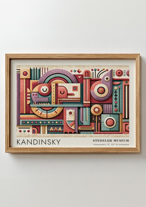 Wall art poster featuring Kandinsky Stedelijk Museum exhibition design with abstract geometric shapes.