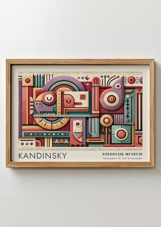 Wall art poster featuring Kandinsky Stedelijk Museum exhibition design with abstract geometric shapes.