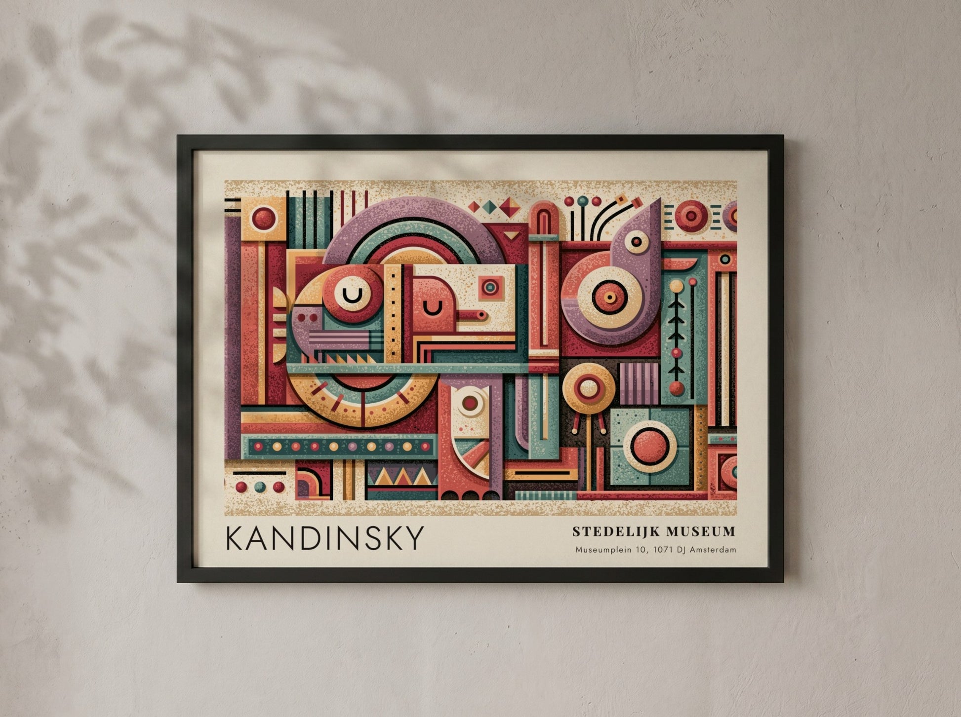 Wall art poster featuring Kandinsky Stedelijk Museum exhibition design with abstract geometric shapes.