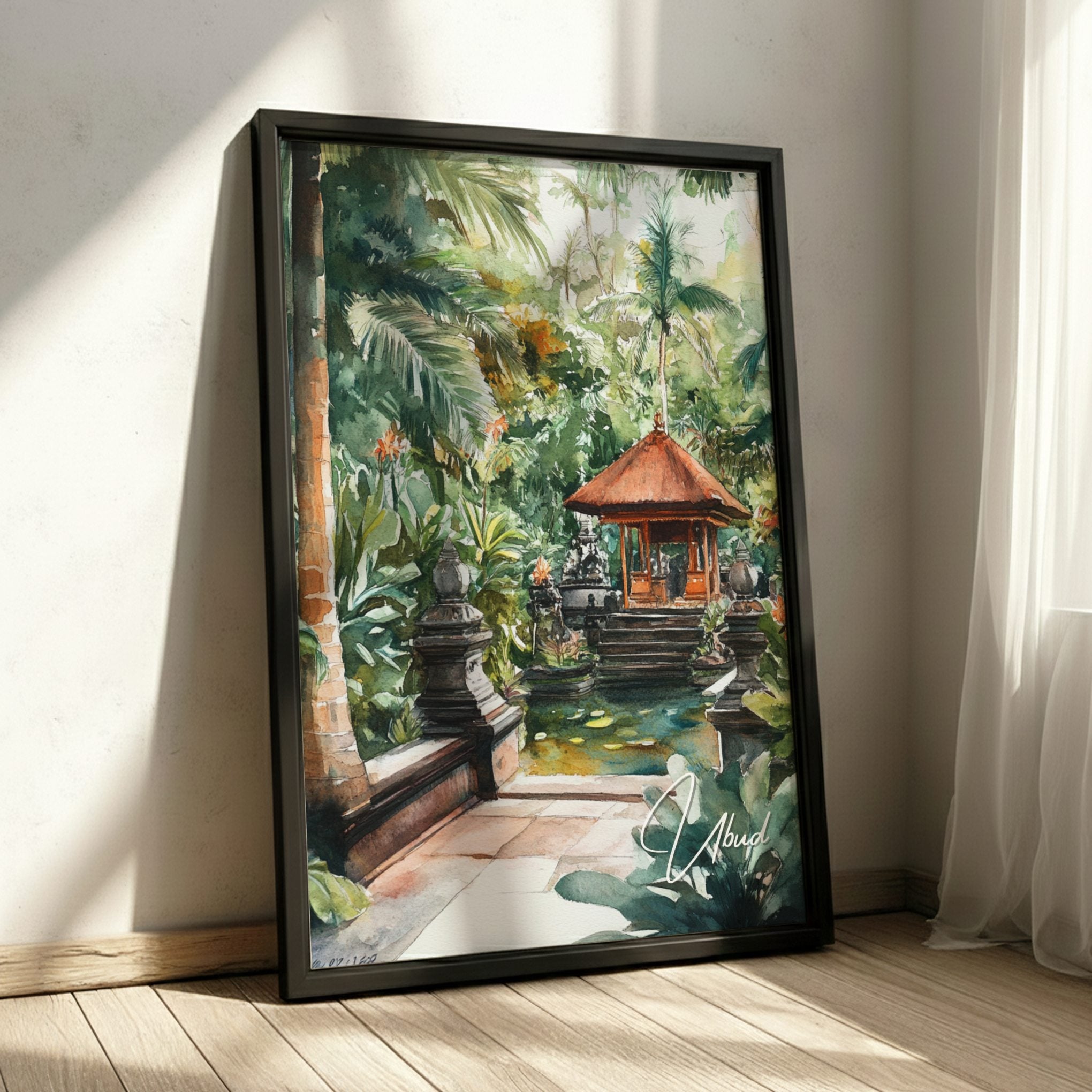 Asian UBUD TRAVEL POSTER - RETRO ARTWORK