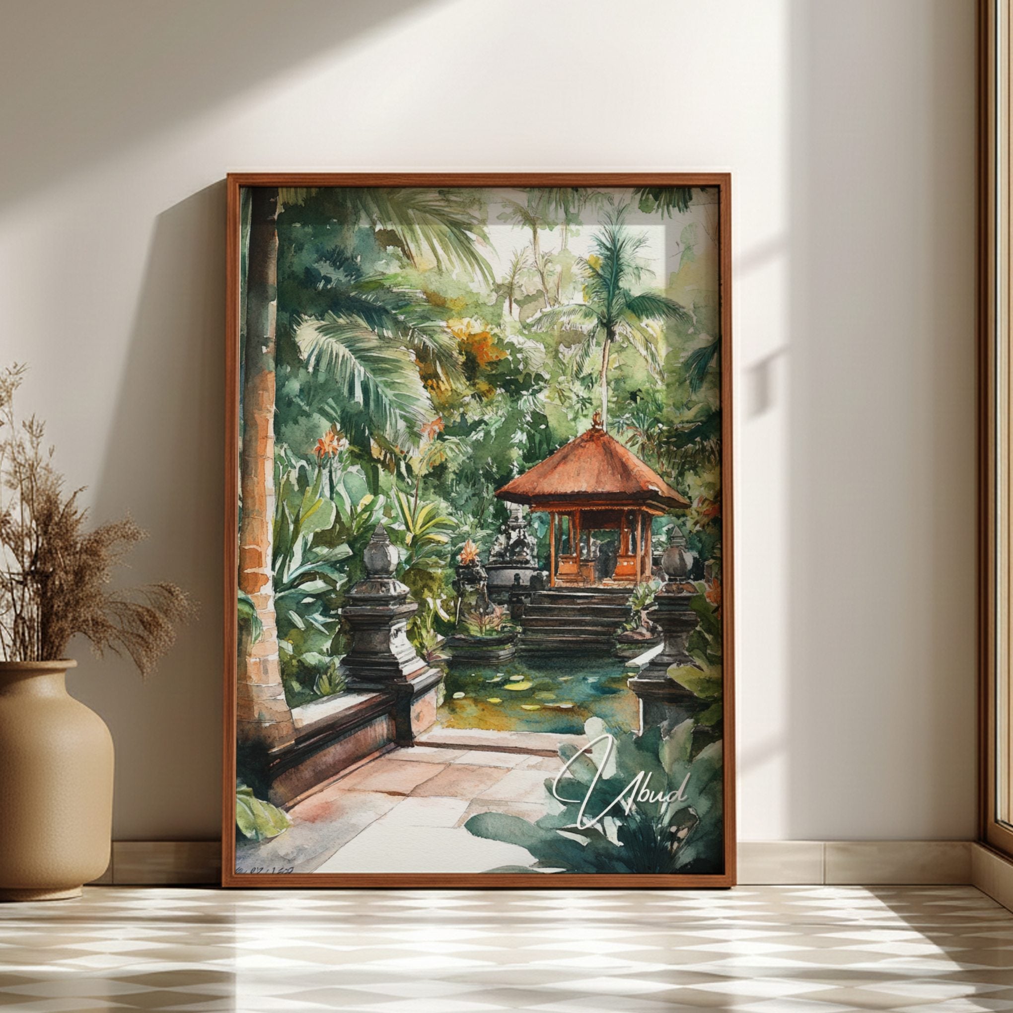 Asian UBUD TRAVEL POSTER - RETRO ARTWORK