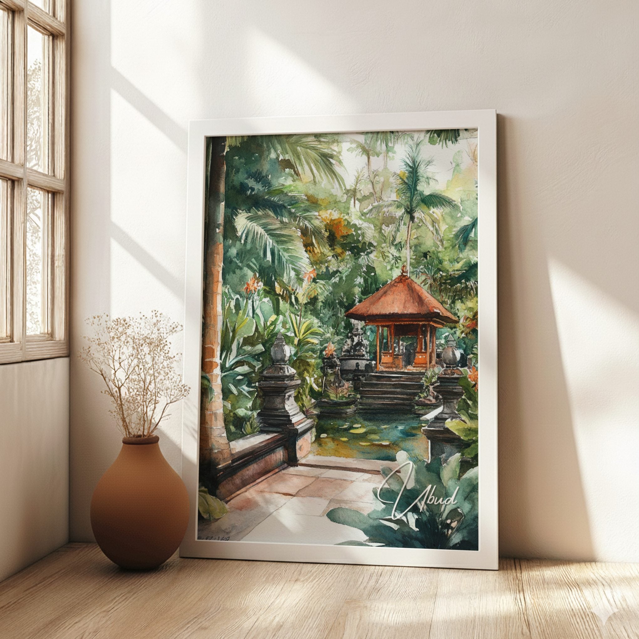 Asian UBUD TRAVEL POSTER - RETRO ARTWORK
