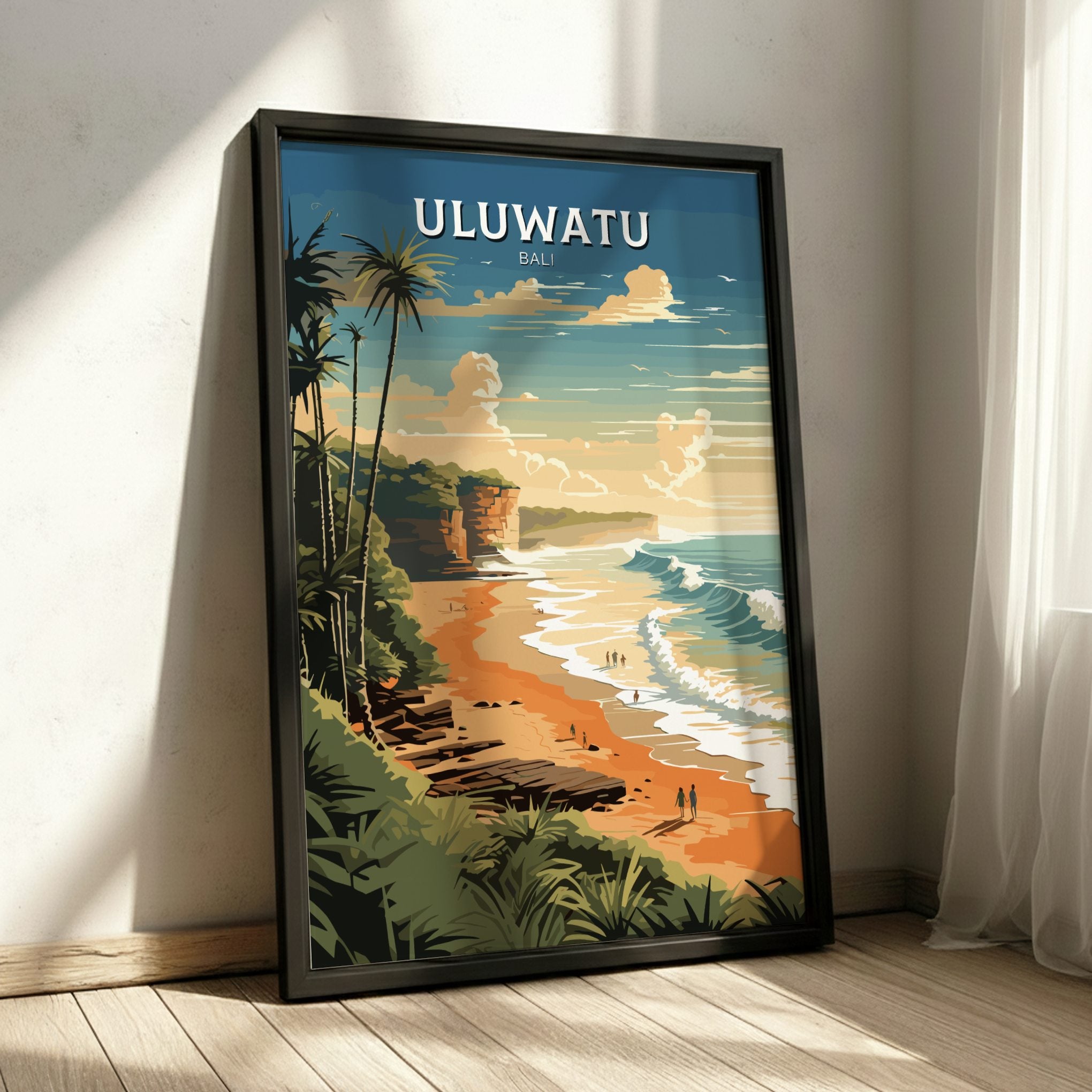 Asian ULUWATU TRAVEL POSTER - RETRO BALI ART