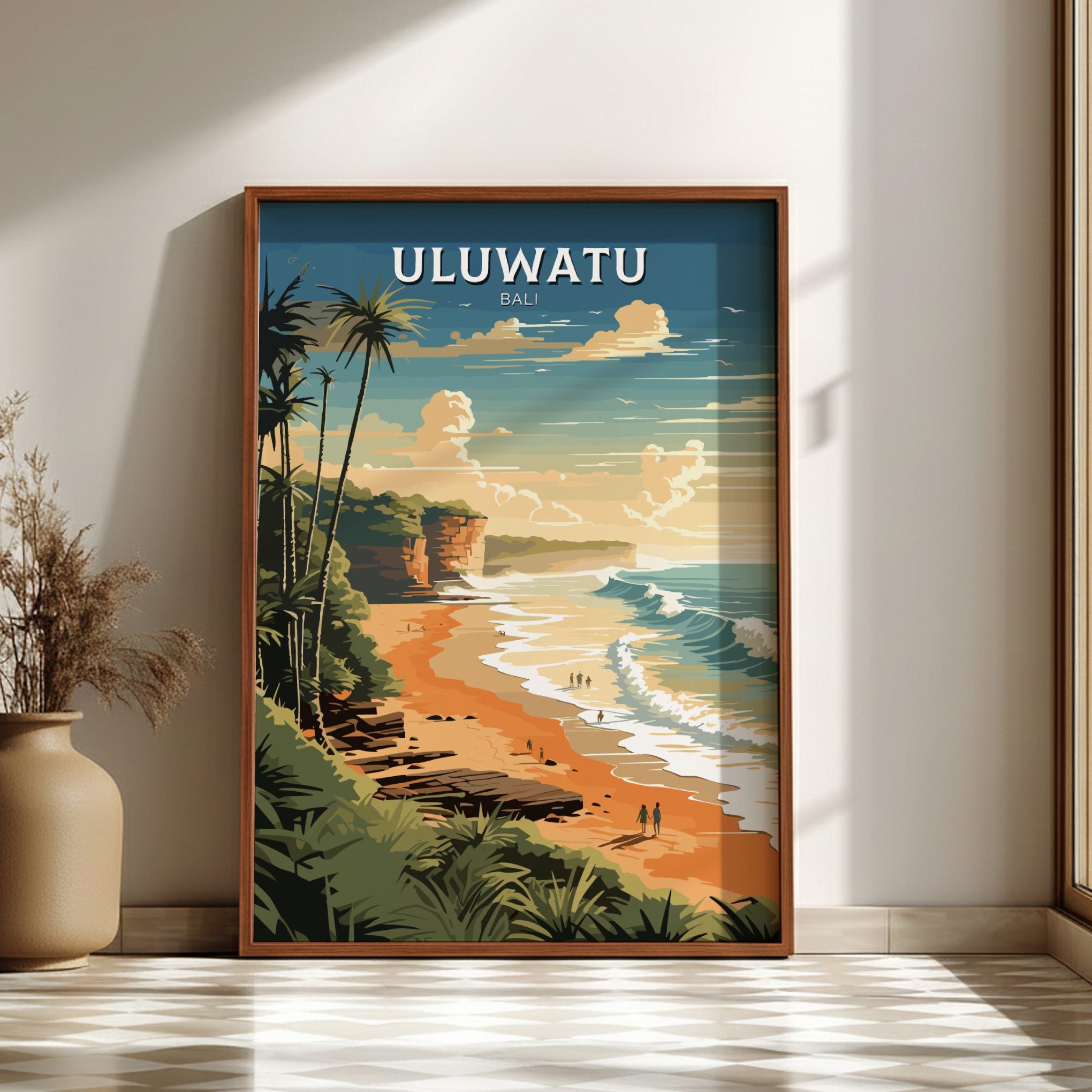 Asian ULUWATU TRAVEL POSTER - RETRO BALI ART