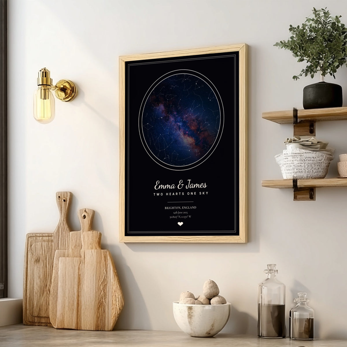 Personalised Dark Star Map Couples Poster