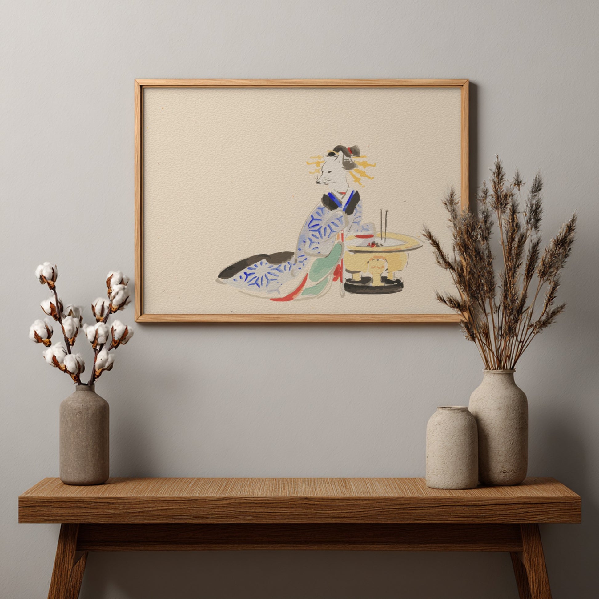 Utagawa Hiroshige art poster featuring traditional Japanese culture with soft colors and intricate details