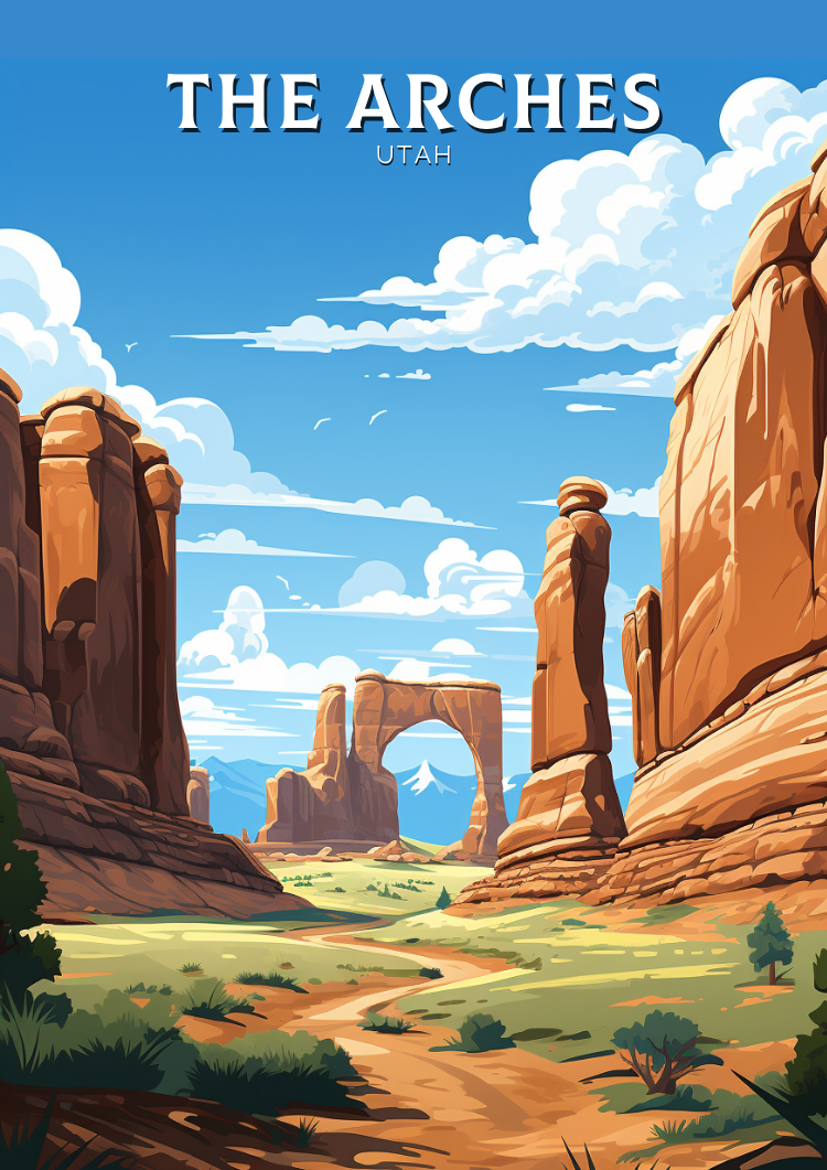 North AmericaARCHES NATIONAL PARK TRAVEL POSTER - UTAH ARTWORK