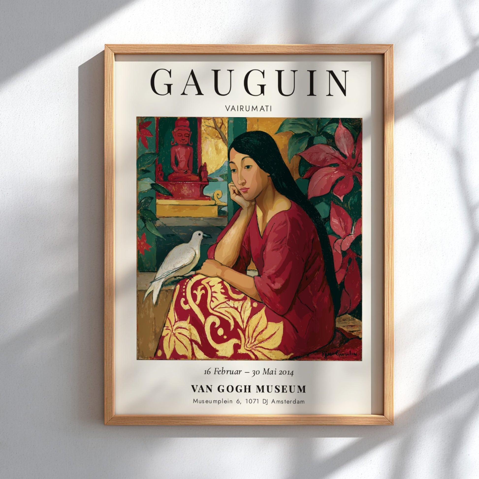 Gauguin exhibition poster featuring Vairumati with warm colors and serene figure, perfect for art decor.