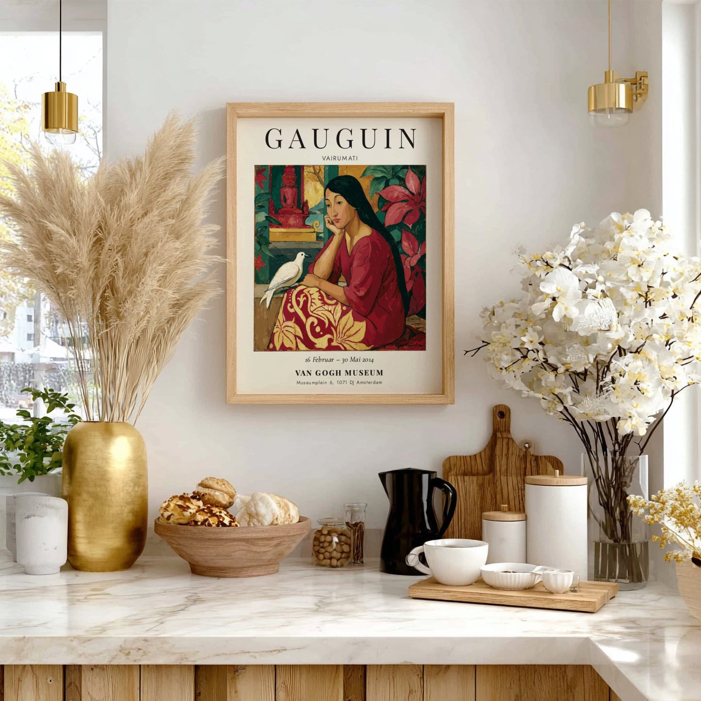 Gauguin exhibition poster featuring Vairumati with warm colors and serene figure, perfect for art decor.