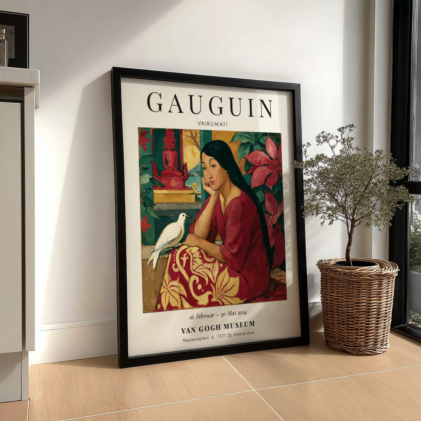 Gauguin exhibition poster featuring Vairumati with warm colors and serene figure, perfect for art decor.