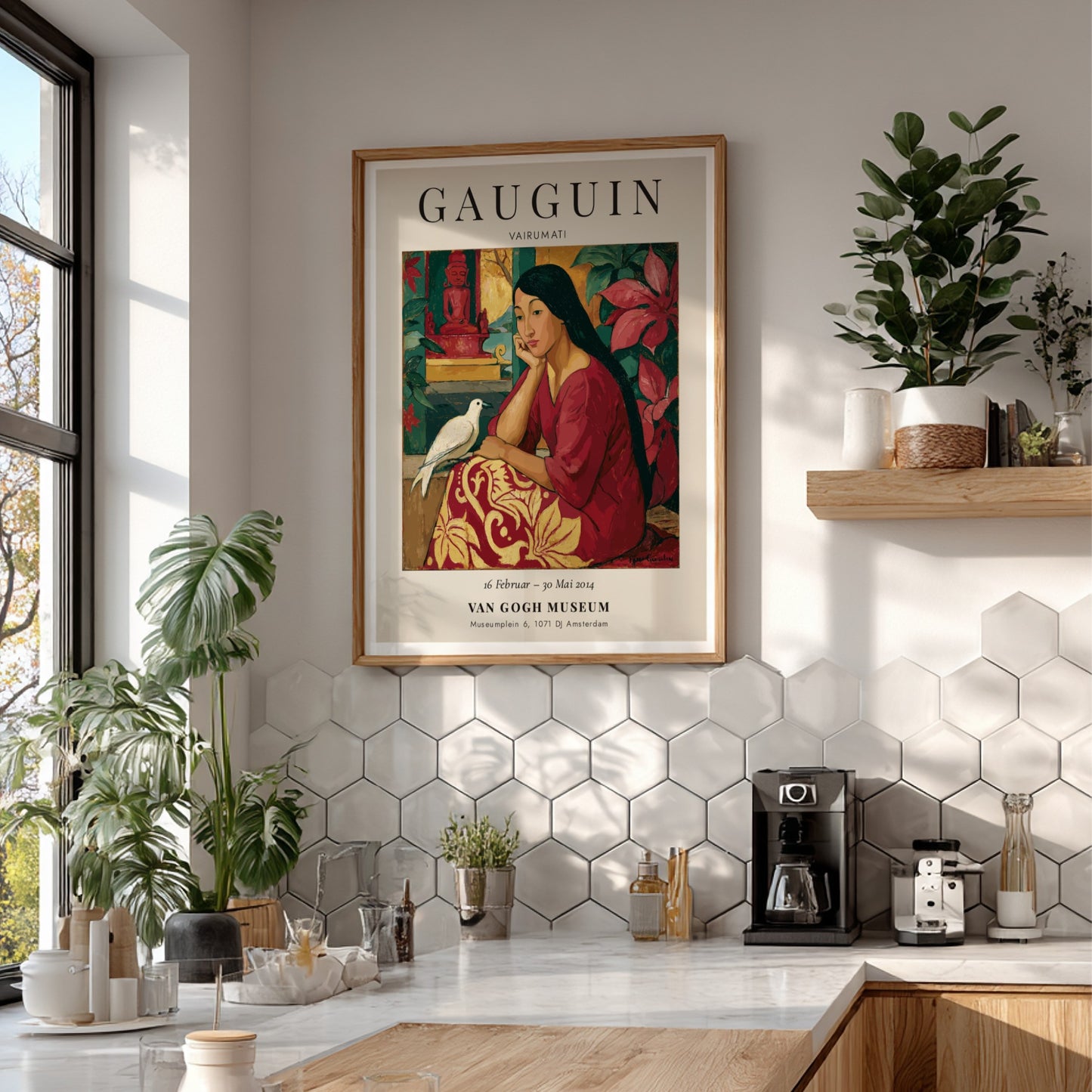 Gauguin exhibition poster featuring Vairumati with warm colors and serene figure, perfect for art decor.