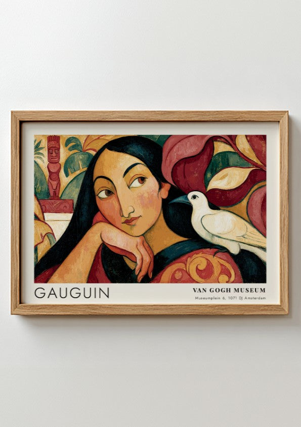 Wall art poster of Paul Gauguin Vairumati featuring a woman and white bird.