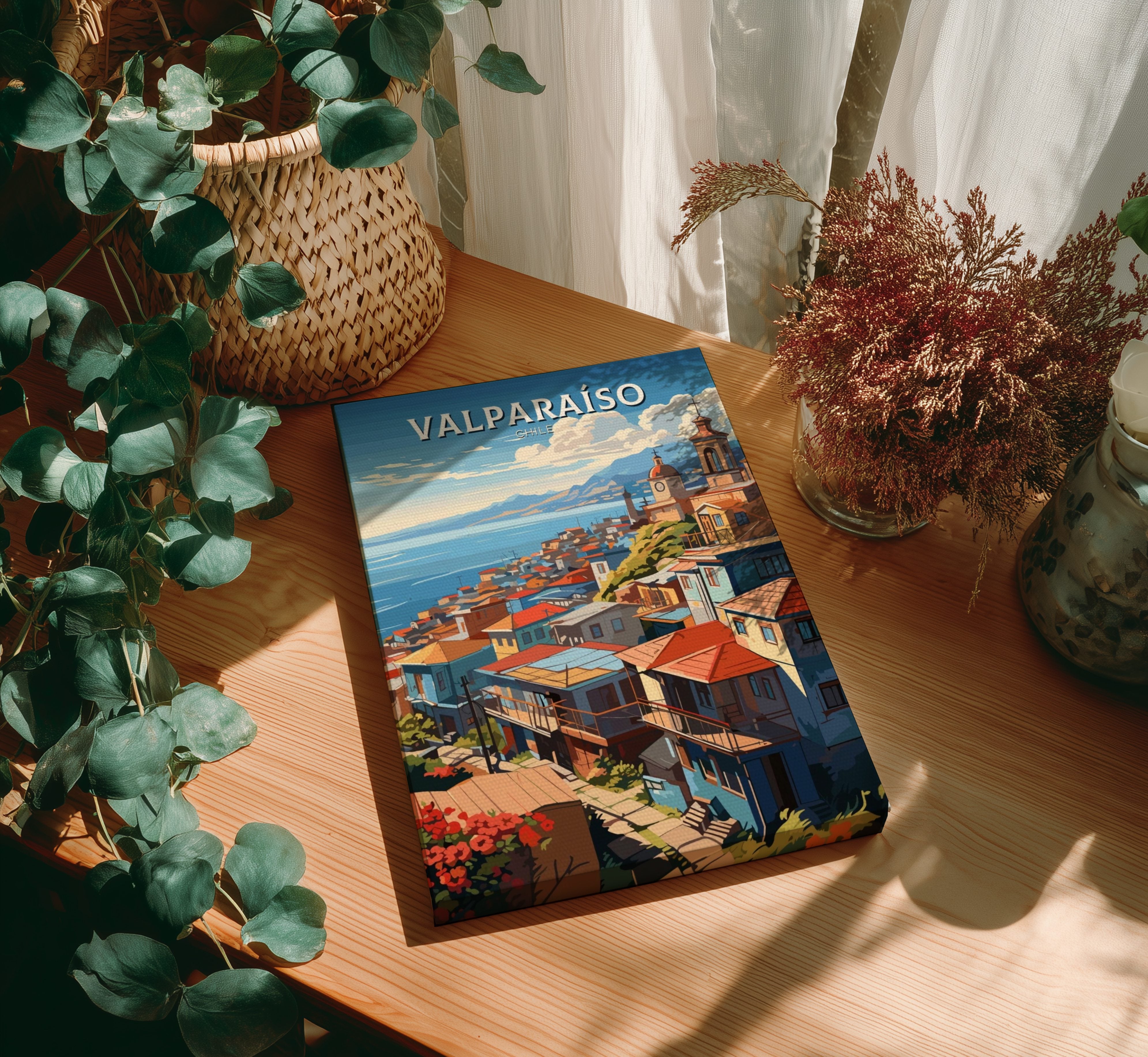 South America VALPARAISO TRAVEL POSTER - RETRO CHILE DESIGN