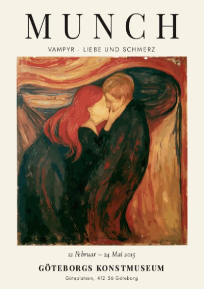 Edvard Munch poster featuring Vampyr - Liebe und Schmerz with bold colors and emotional expressions