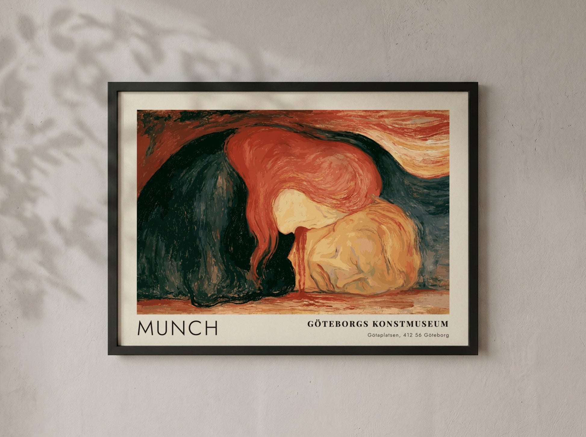 Munch Vampyr exhibition poster from Göteborgs Konstmuseum featuring an emotional painting in red tones