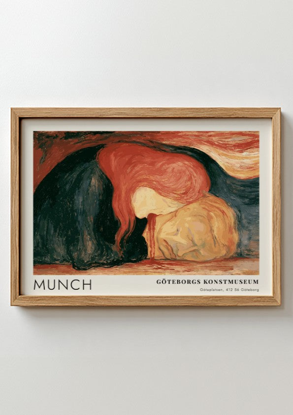 Munch Vampyr exhibition poster from Göteborgs Konstmuseum featuring an emotional painting in red tones
