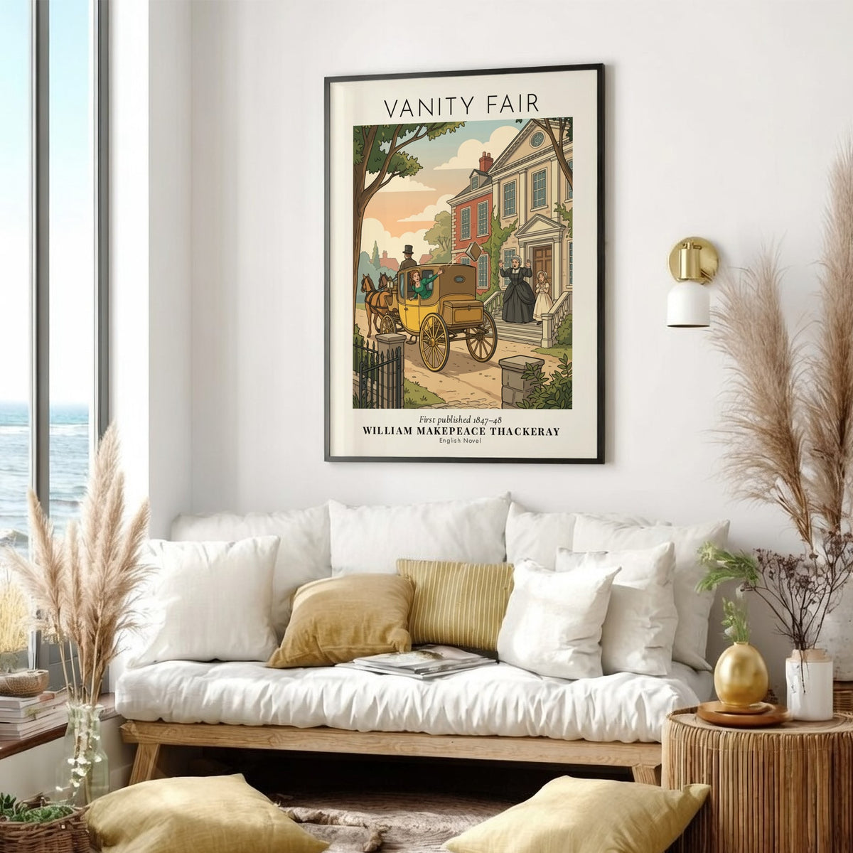 Poster of a Victorian carriage scene from Vanity Fair by William Makepeace Thackeray illustration