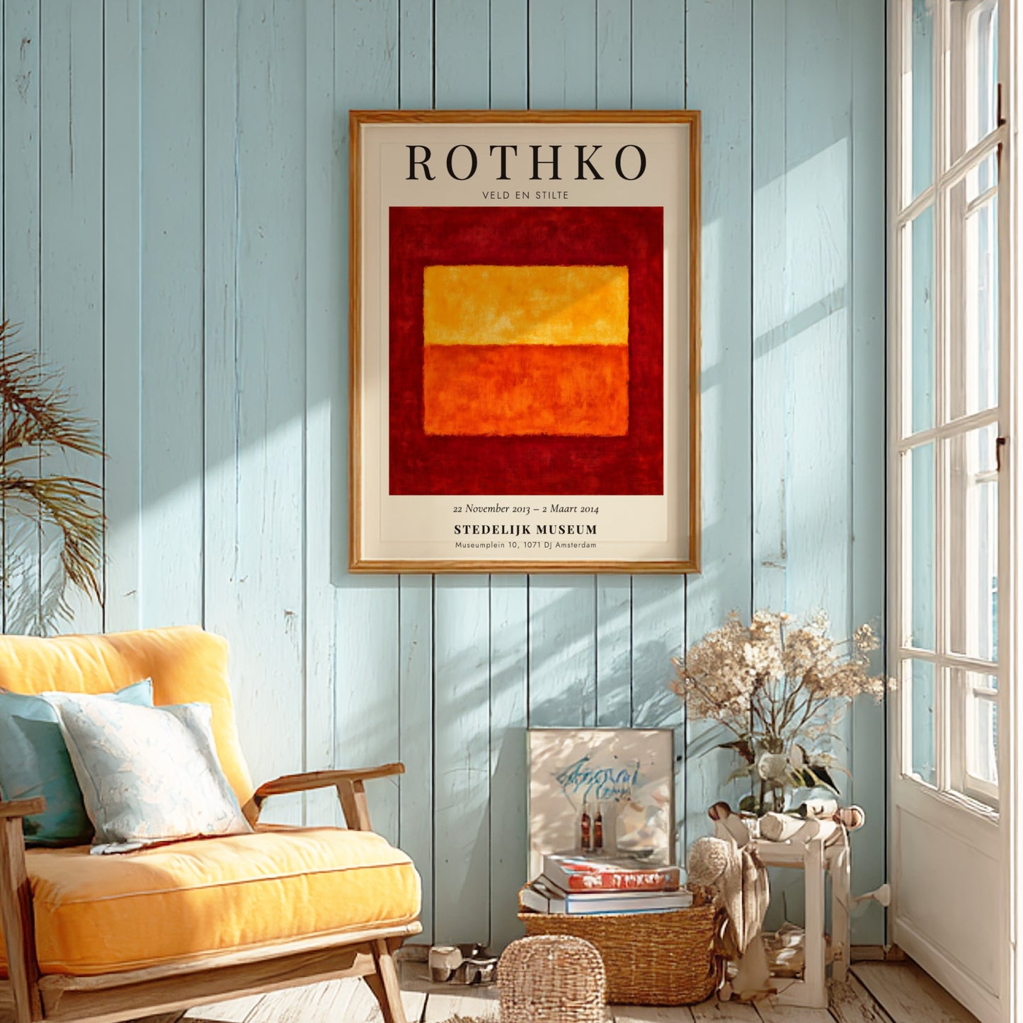 Wall art poster featuring Mark Rothko Veld en Stilte abstract red and orange squares