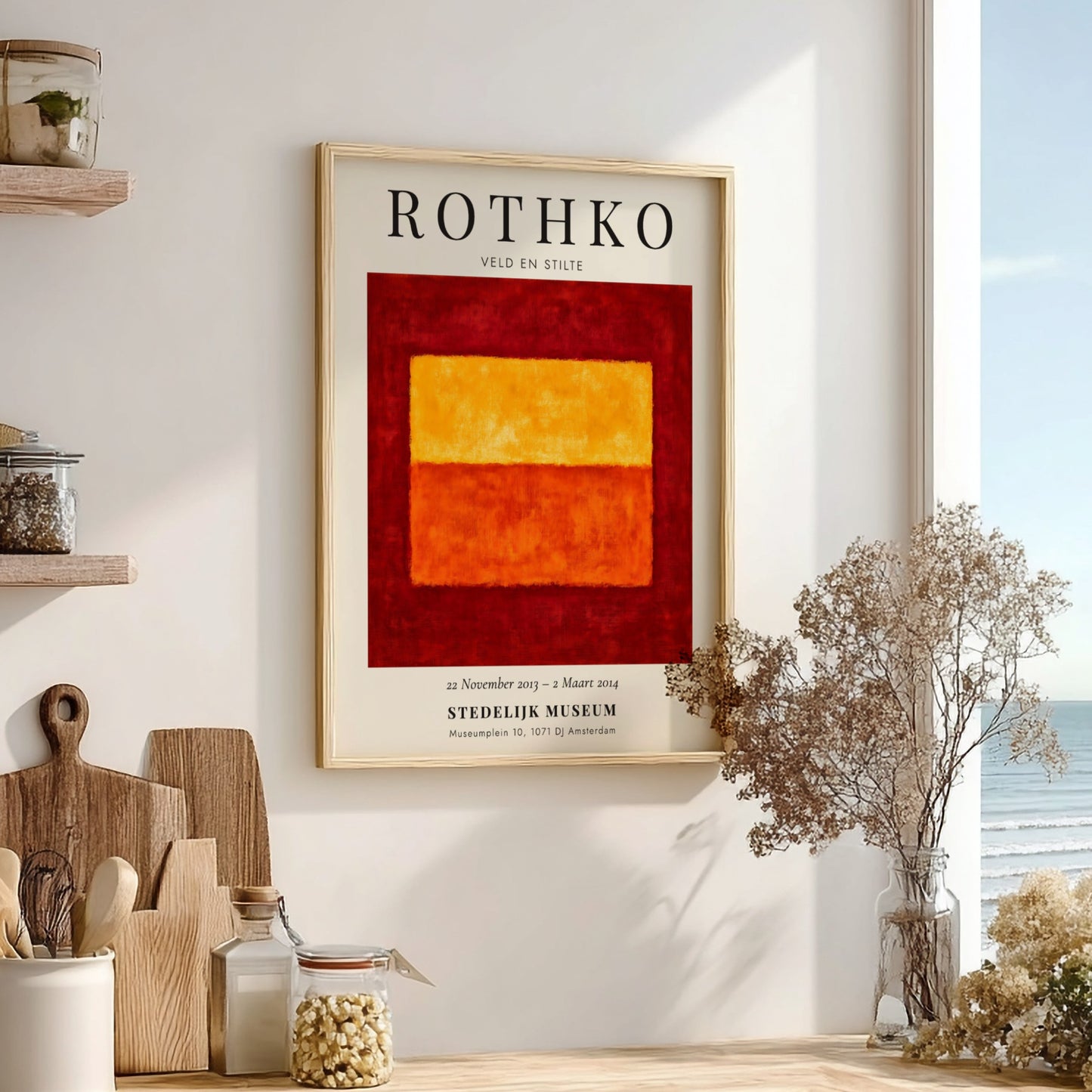 Wall art poster featuring Mark Rothko Veld en Stilte abstract red and orange squares