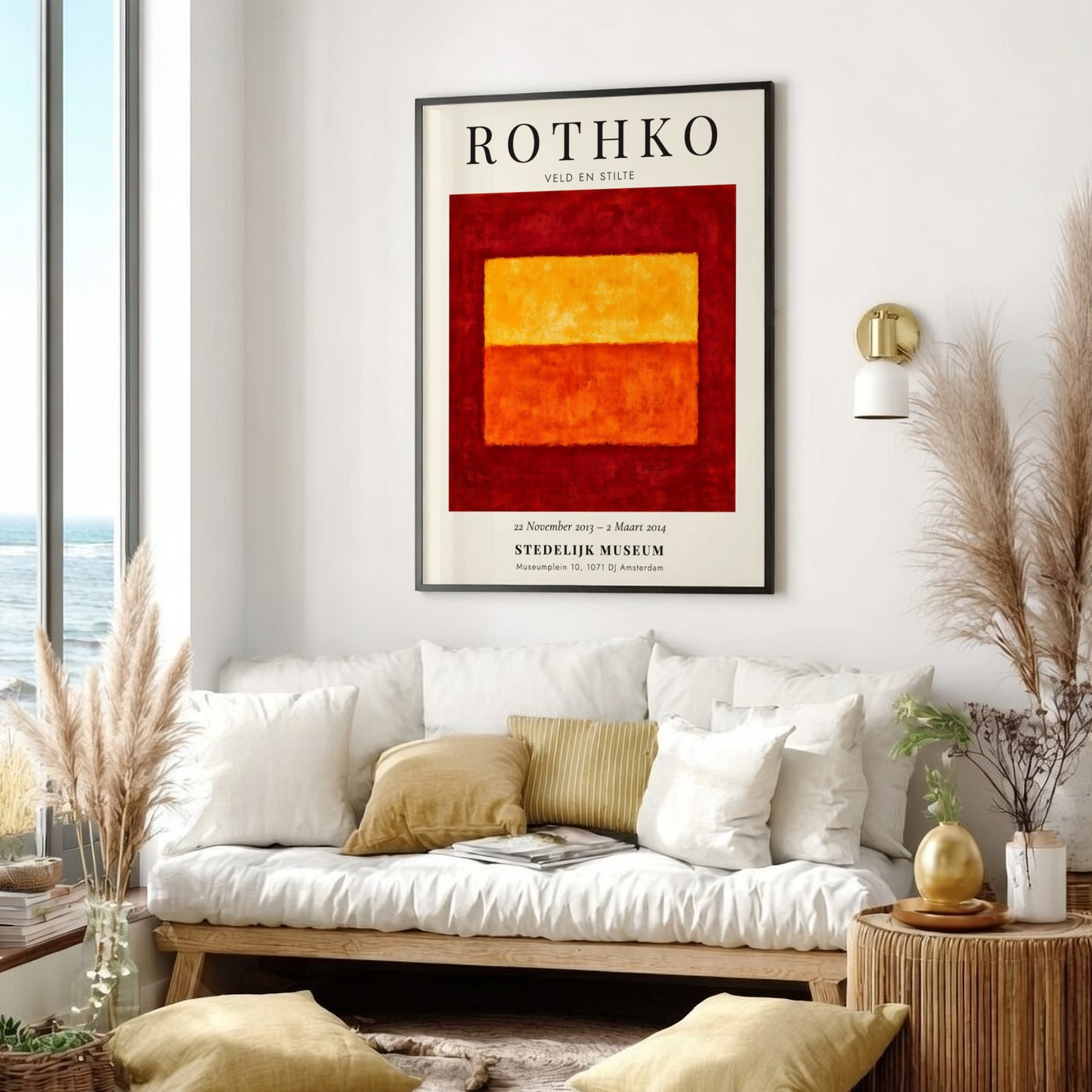 Wall art poster featuring Mark Rothko Veld en Stilte abstract red and orange squares