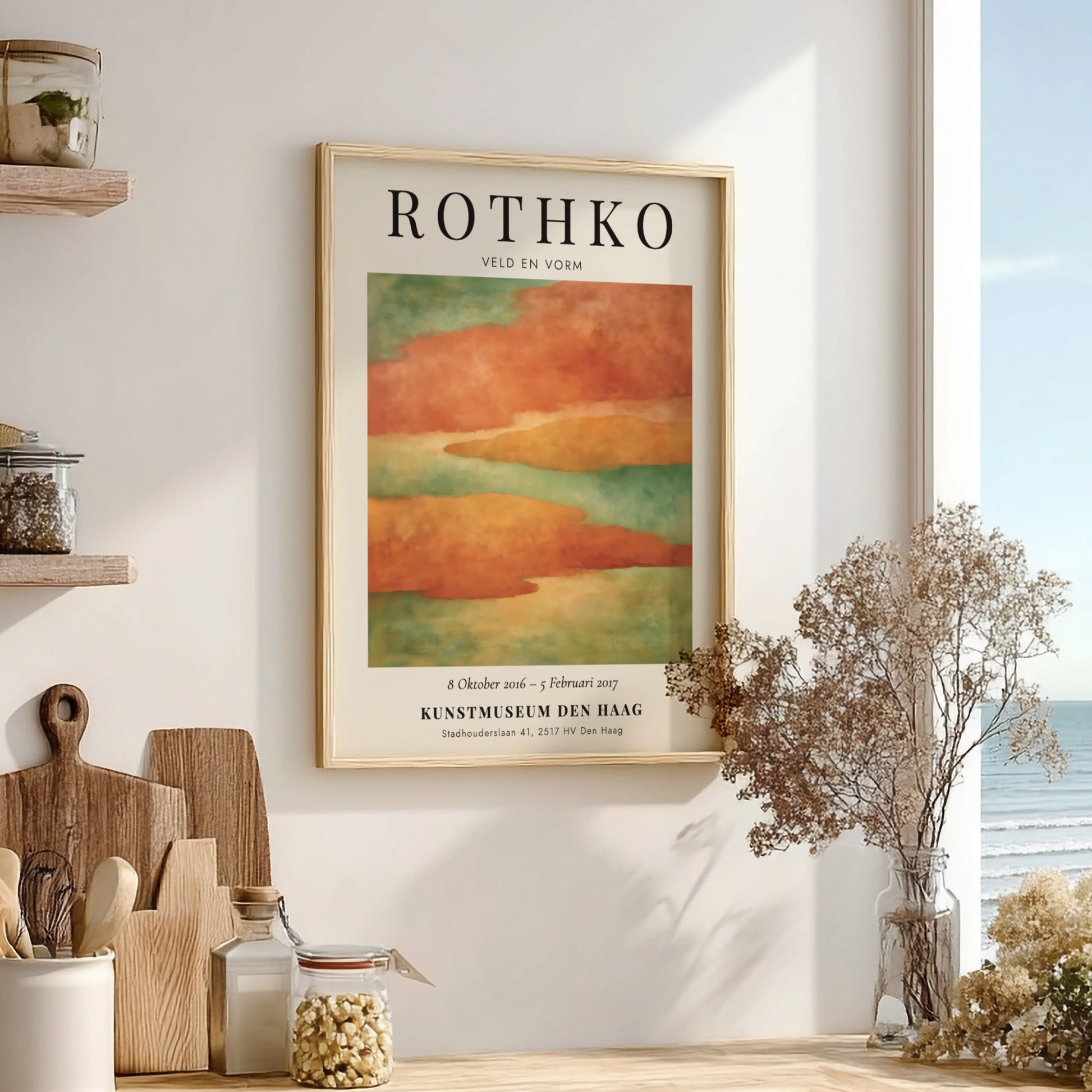 Wall art poster featuring Mark Rothko Veld En Vorm with soft orange and green