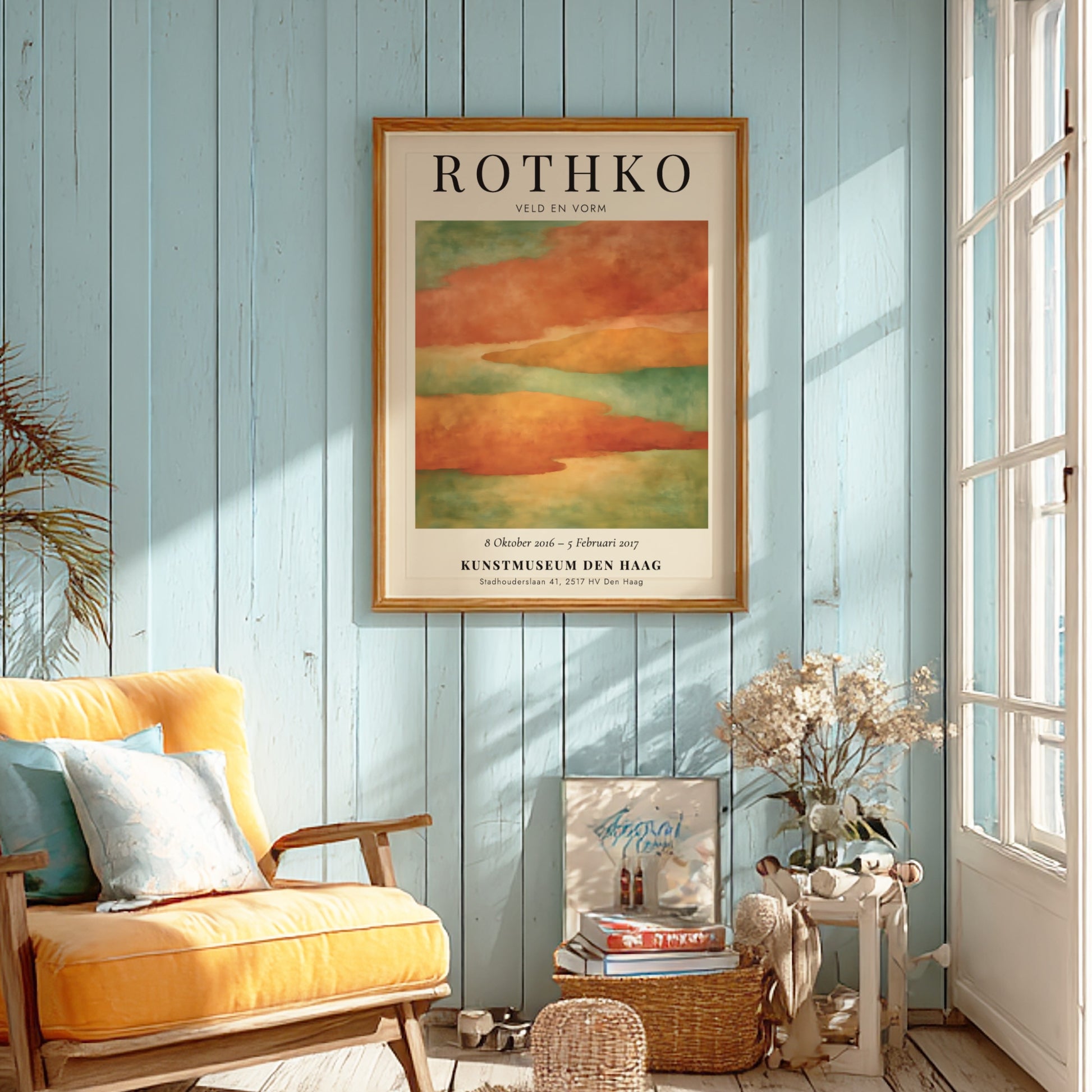 Wall art poster featuring Mark Rothko Veld En Vorm with soft orange and green
